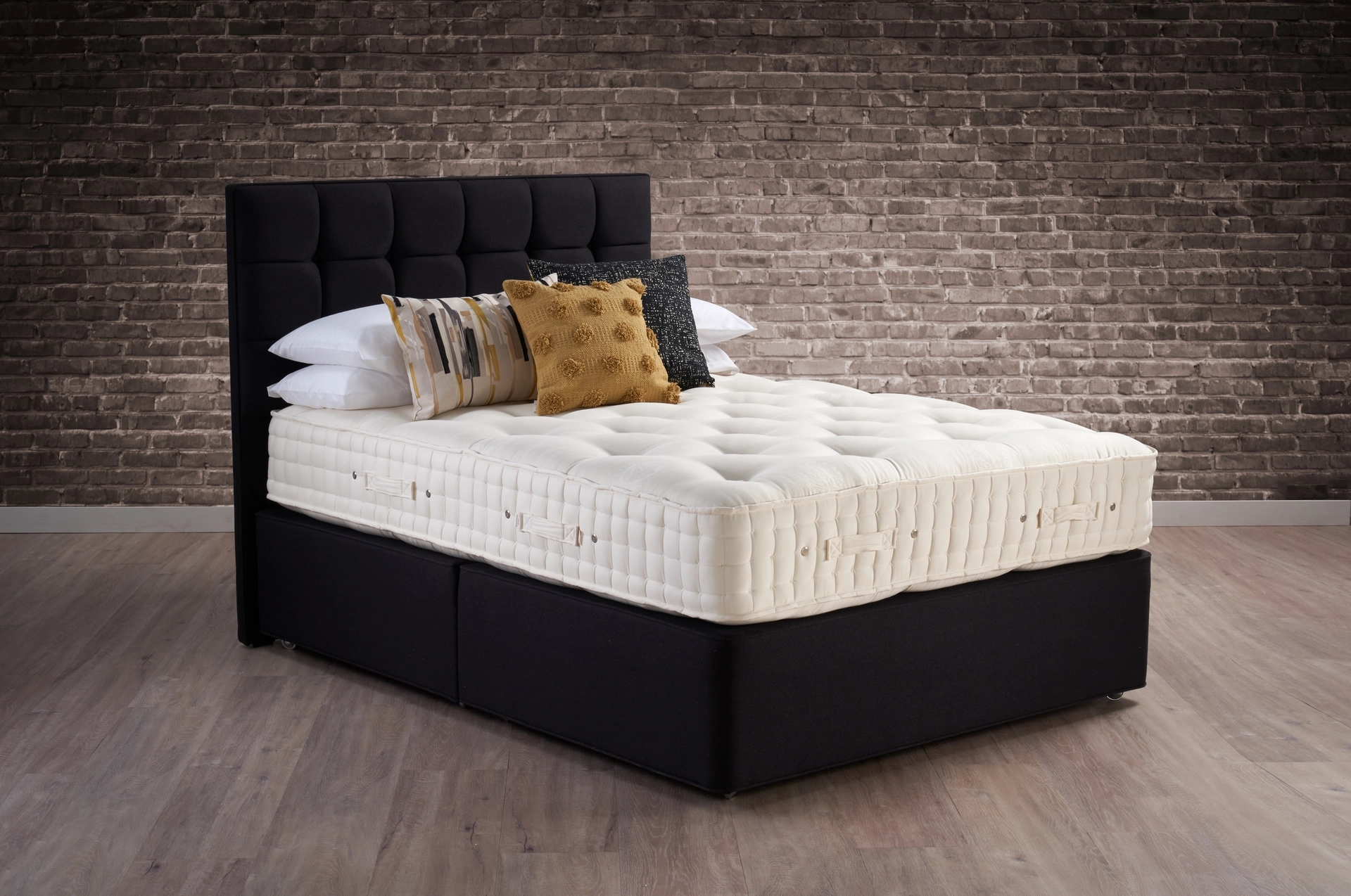 A detailed product description for the Hypnos Wool Origins 8 mattress. It highlights the mattress's generous wool content, ReActiveProโข spring system with Adaptivโข comfort springs, and double-sided design, along with dimensions, weight, and a 10-year guarantee.