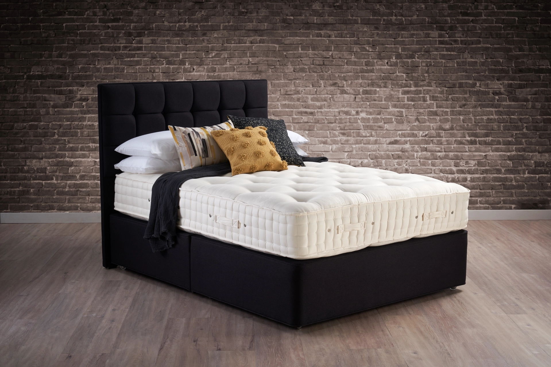 A detailed product description for the Hypnos Wool Origins 8 mattress. It highlights the mattress's generous wool content, ReActiveProโข spring system with Adaptivโข comfort springs, and double-sided design, along with dimensions, weight, and a 10-year guarantee.
