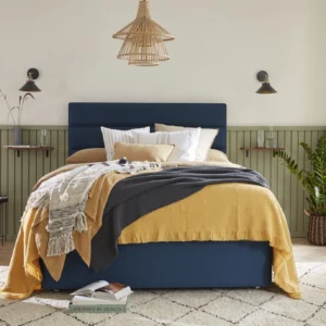 Hypnos Cotton Origins 6 mattress datasheet showing a cross-section of its internal layers and a full product shot on a divan base