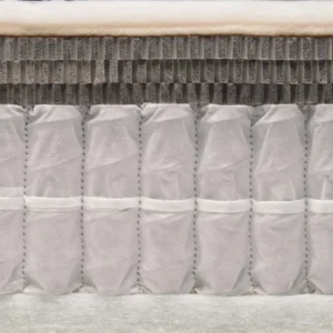 A detailed product description for the Hypnos Luxury No Turn 9 mattress. It highlights the mattress's three layers of natural latex, ReActivePro™ 9-turn pocket spring system, and double-sided design, along with dimensions, weight, and a 10-year guarantee.