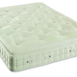 A visually detailed product description for the Hypnos Pillow Top Classic mattress, featuring a list of its high-quality natural and sustainable fillings, a 10-year guarantee, and tables for dimensions and weight. The description highlights the mattress's plush pillow top and ReActivePro™ spring system.