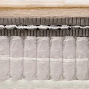 A visually detailed product description for the Hypnos Pillow Top Elite mattress, featuring a list of its high-quality natural and sustainable fillings, a 10-year guarantee, and tables for dimensions and weight. The description highlights the mattress's plush pillow top and ReActivePro™ spring system.