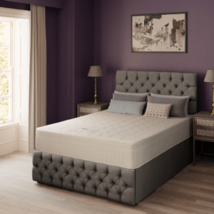 A detailed, high-quality photograph of the Exquisite 1,000 Series mattress, highlighting its deep quilting and textured surface. The image shows a close-up of the elegant, off-white quilted fabric, emphasizing the premium craftsmanship and soft-touch feel of the mattress.