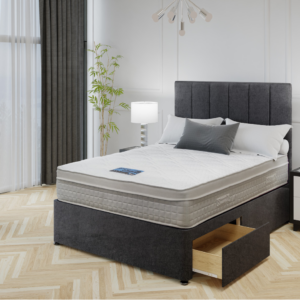 A detailed, high-quality photograph of the Exquisite 1,000 Series mattress, highlighting its deep quilting and textured surface. The image shows a close-up of the elegant, off-white quilted fabric, emphasizing the premium craftsmanship and soft-touch feel of the mattress.