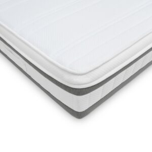 A screenshot of the Breasley Uno Exclusive Majestic Grand mattress product page. The page shows a full-size mattress and highlights key features such as a 5-year guarantee, CertiPUR-EU foam, and its luxury dual-spring system.