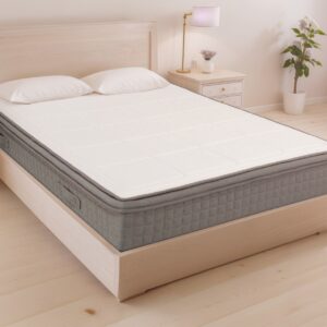 A screenshot of the Breasley Uno Zen Lavender Sleep mattress product page. The page shows a full-size mattress and highlights key features such as a 5-year guarantee, CertiPUR-EU foam, and its lavender-infused memory foam cover.