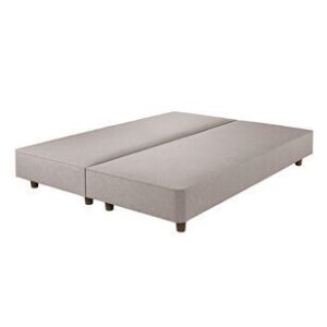 A diagram of a padded top shallow divan base, showing its solid, non-sprung construction and longer legs for a modern, floating appearance.