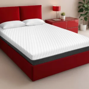 A screenshot of the Breasley Uno E-Volve Sleep Comfort 3000 mattress product page. The page shows a full-size mattress and highlights key features such as a 5-year guarantee, CertiPUR-EU foam, and its dual-spring system.