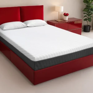 A screenshot of the Breasley Uno E-Volve Sleep Comfort 4000 mattress product page. The page shows a full-size mattress and highlights key features such as a 5-year guarantee, CertiPUR-EU foam, and its dual-spring system.