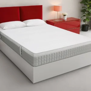 A screenshot of the Breasley Uno E-Volve Sleep Memory 2000 Firm mattress product page. The page shows a full-size mattress and highlights key features such as a 5-year guarantee, CertiPUR-EU foam, and its firm sleeping surface.