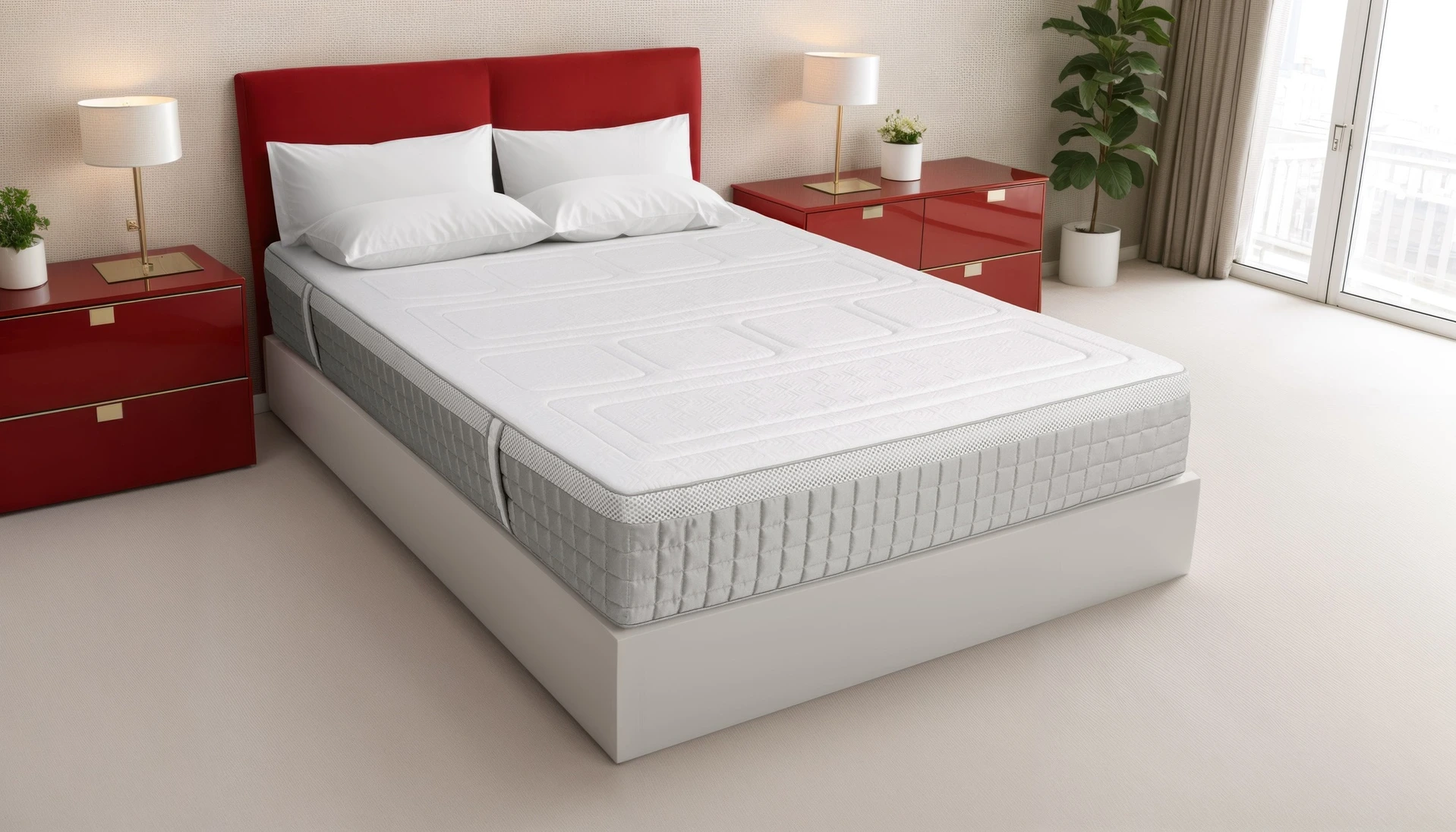 A screenshot of the Breasley Uno E-Volve Sleep Memory 4000 mattress product page. The page shows a full-size mattress and highlights key features such as a 5-year guarantee, CertiPUR-EU foam, and its firm sleeping surface.