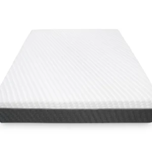 A screenshot of the Breasley Uno E-Volve Sleep Comfort 4000 mattress product page. The page shows a full-size mattress and highlights key features such as a 5-year guarantee, CertiPUR-EU foam, and its dual-spring system.