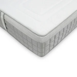 A screenshot of the Breasley Uno E-Volve Sleep Memory 2000 Firm mattress product page. The page shows a full-size mattress and highlights key features such as a 5-year guarantee, CertiPUR-EU foam, and its firm sleeping surface.