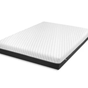 A screenshot of the Breasley Uno E-Volve Sleep Comfort 4000 mattress product page. The page shows a full-size mattress and highlights key features such as a 5-year guarantee, CertiPUR-EU foam, and its dual-spring system.