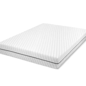 A screenshot of the Breasley Uno E-Volve Sleep Comfort 4000 mattress product page. The page shows a full-size mattress and highlights key features such as a 5-year guarantee, CertiPUR-EU foam, and its dual-spring system.