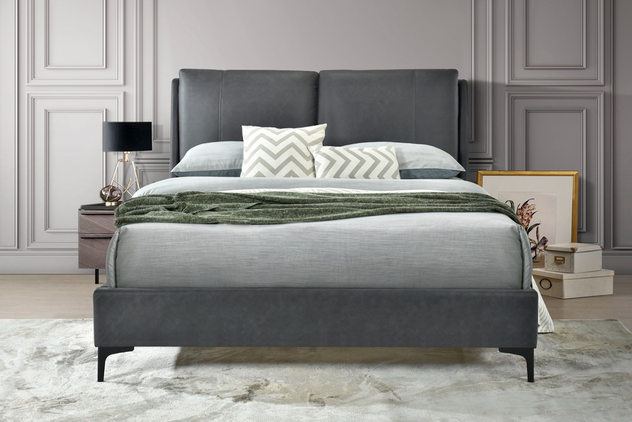 FT01 – 4ft 6 Pillowback Bed Frame (PU Grey)