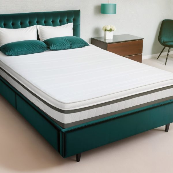 A screenshot of the Breasley Uno Exclusive Majestic mattress product page. The page shows a full-size mattress on a divan base and highlights key features such as a 5-year guarantee, CertiPUR-EU foam, and its luxury dual-spring system.