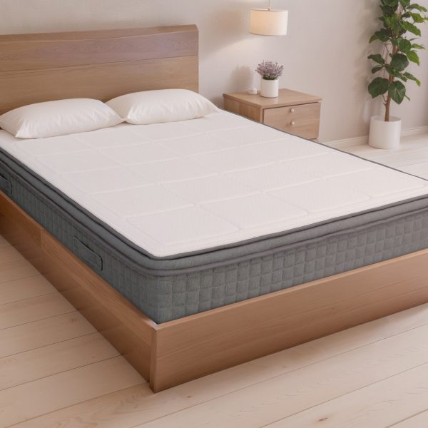 A screenshot of the Breasley Uno Zen Lavender Soothe mattress product page. The page shows a full-size mattress and highlights key features such as a 5-year guarantee, CertiPUR-EU foam, and its lavender-infused memory foam cover.