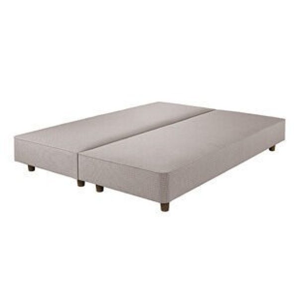 A diagram of a padded top shallow divan base, showing its solid, non-sprung construction and longer legs for a modern, floating appearance.