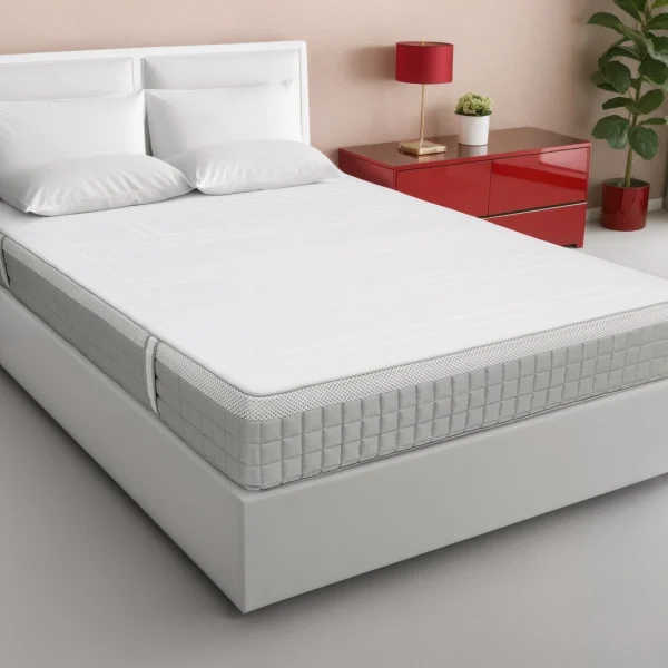 A screenshot of the Breasley Uno E-Volve Sleep Memory 3000 mattress product page. The page shows a full-size mattress and highlights key features such as a 5-year guarantee, CertiPUR-EU foam, and its dual-spring system.