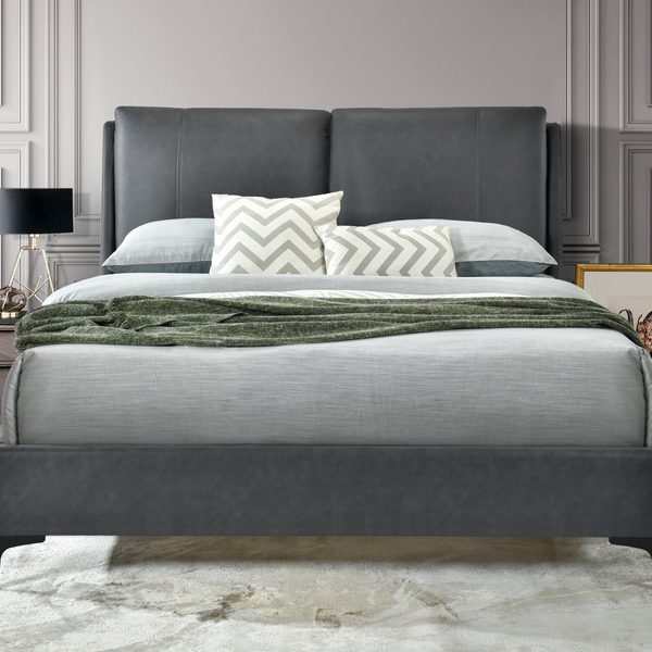 FT01 – 4ft 6 Pillowback Bed Frame (PU Grey)